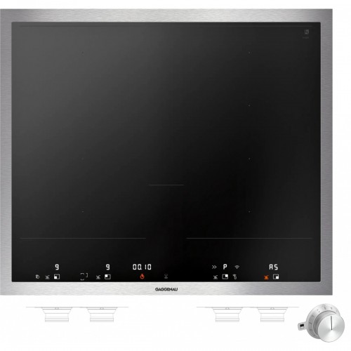 Gaggenau 400 Series Vario Flex 60cm 4-Zone Induction Cooktop with Stainless Steel Knobs (VI462115+CKI440010)