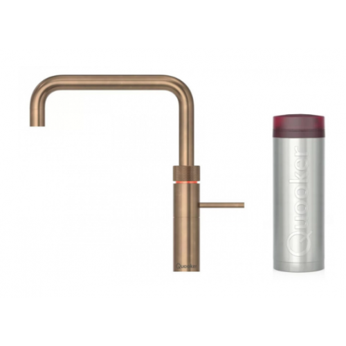 Quooker 3FSPTN Fusion Square Tap + PRO3 Boiling Water Tank (Patinated Brass)
