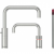 Quooker NSSSST+NMSSST Nordic Twintaps Square 水龍頭 + PRO3 滾水水箱 (拉絲不鏽鋼)