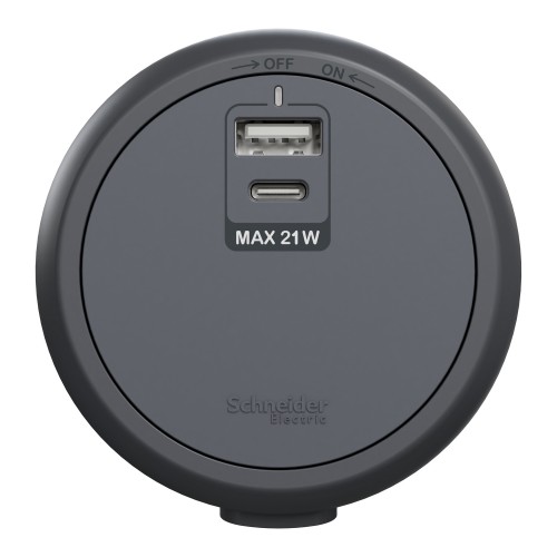 Schneider Electric 施耐德 Easy series A3J210UAC_GY Type A+C USB 模組 (21W, 夜幕黑)