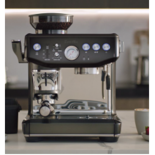 BREVILLE BES876BST Espresso Machine Free gift: BES001BSS The Knock Box Mini Grinds Bin