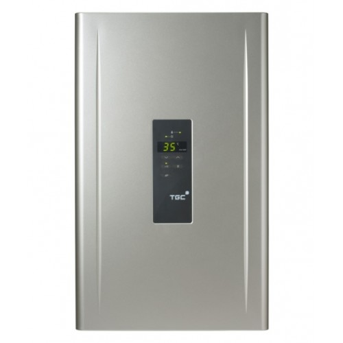 TGC NSW14HD SS Silver with midlight dark panel Temperature-modulated Superslim Gas Water Heater