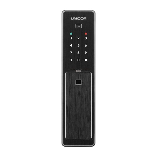 UNICOR UNC-PM8500FSKBK Push Pull SMART DOORLOCK(Black)(Fringerprint.Password.RF-Card)