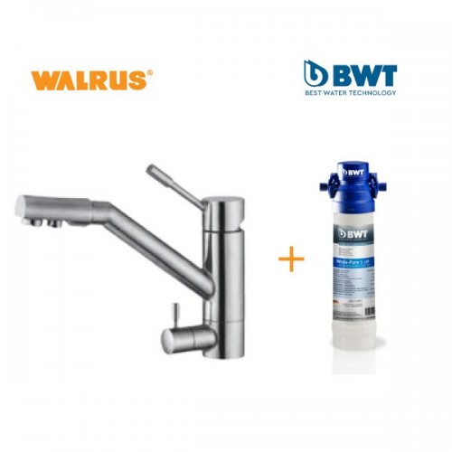 Walrus 266AS 2合1濾水廚盆龍頭 配BWT Woda-Pure S-UF 812566 超能系列檯下式濾水芯 (除細菌)