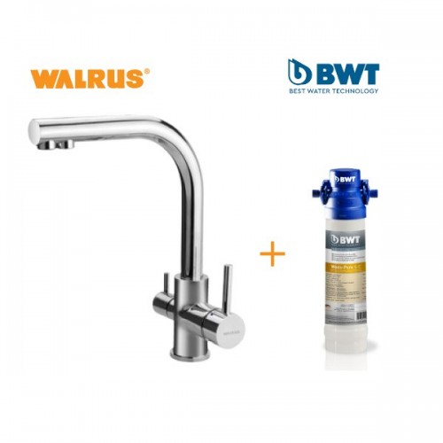 Walrus 500616WE-1 2合1濾水廚盆龍頭 配BWT Woda-Pure S-C 812561 超能系列檯下式濾水芯 (除餘氯)