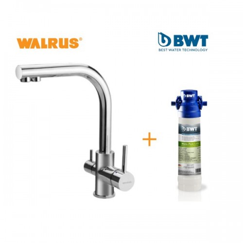 Walrus 500616WE-1 2合1濾水廚盆龍頭 配BWT Woda-Pure S-F1 812565 超能系列檯下式濾水芯 (除雜質)