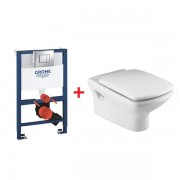 ROCA Sidney 346387 掛牆座廁連廁板 配GROHE Rapid SL 38773 3合1藏牆矮架水箱