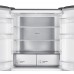 Hitachi HR4N7522DS refrigerator interior with metal back panel and glass shelves
