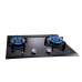 TGC MEGA-i2 black two-burner town gas hob with both blue flames lit