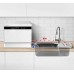 Toshiba DW-05T2-HK dishwasher beside a sink with water inlet and drain paths shown