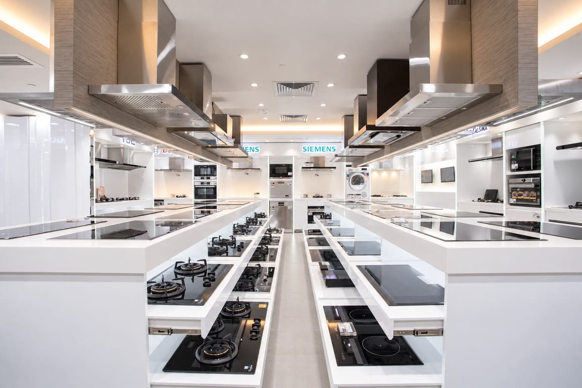 Range hood displays at BBE showroom