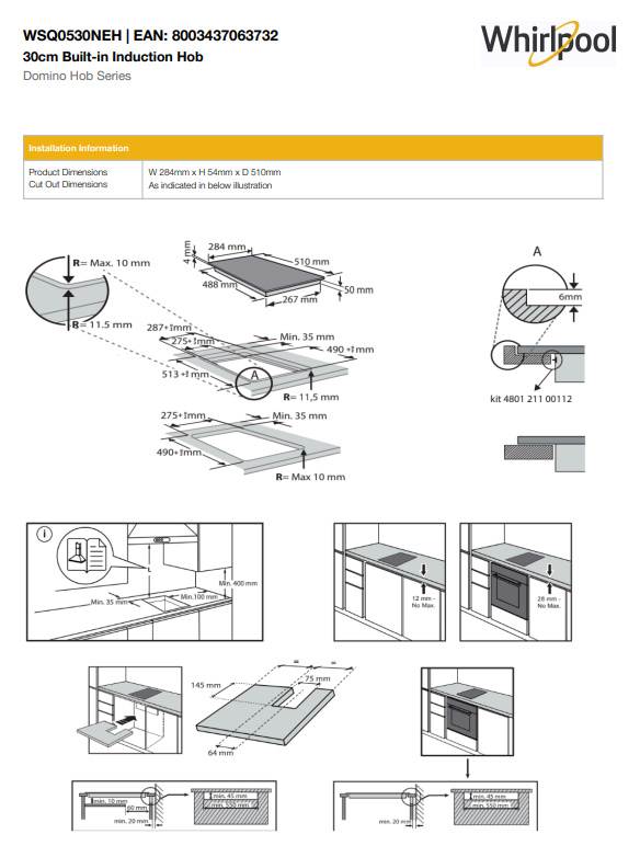 Whirlpool WSQ0530NEH Induction Hob close-up