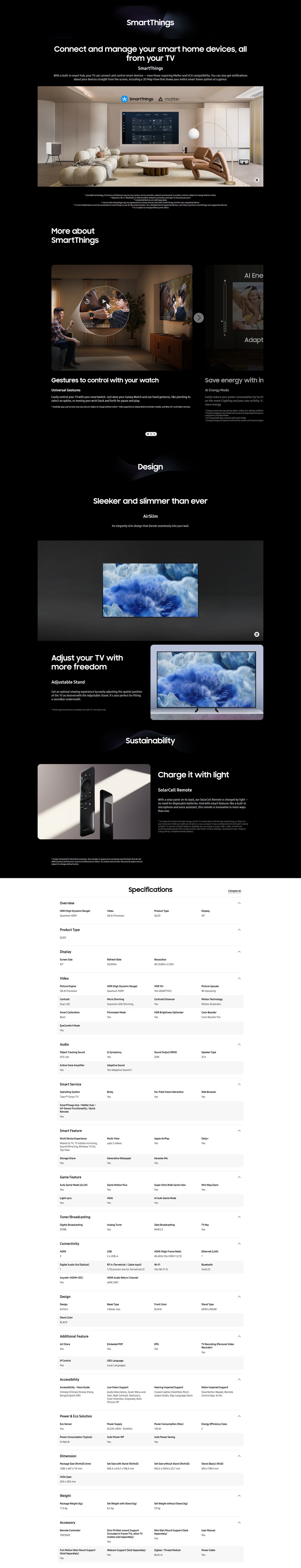 SAMSUNG QA43Q8FAAJXZK 43 inch QLED 4K Smart TV Connectivity