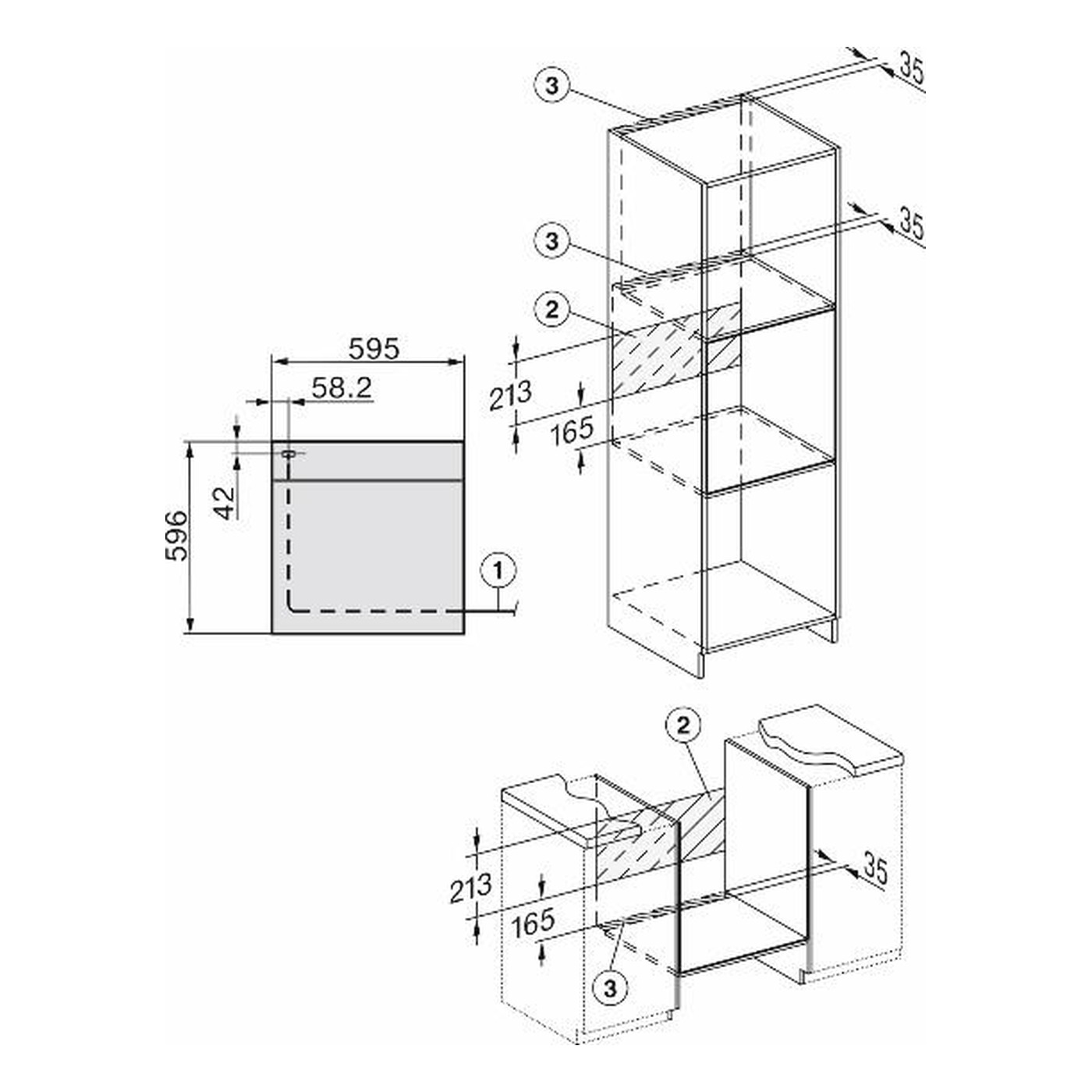 MIELE DGC 7150 installation drawing and cut-out dimensions 2
