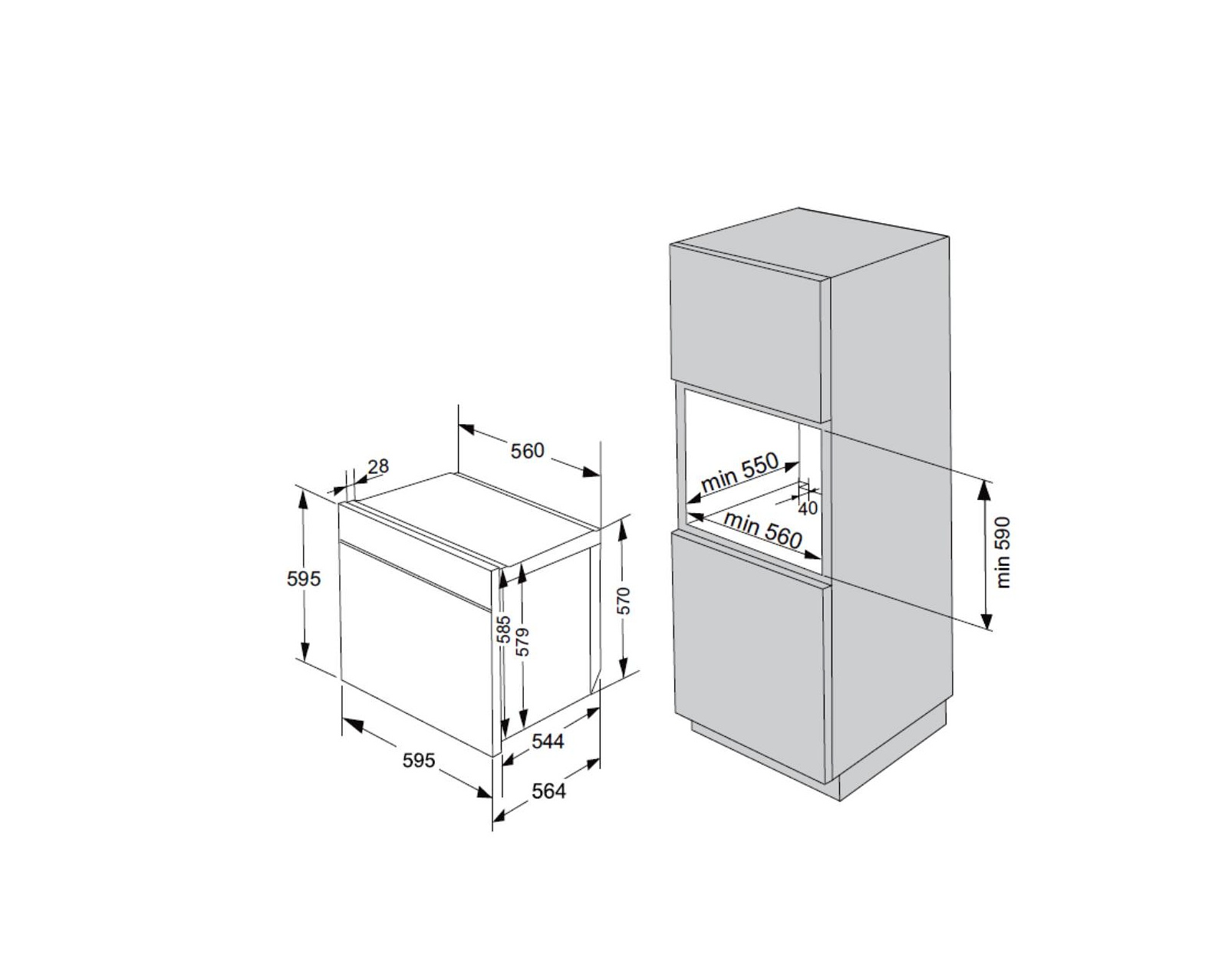 Gorenje BFS61OW 安裝圖及開孔尺寸